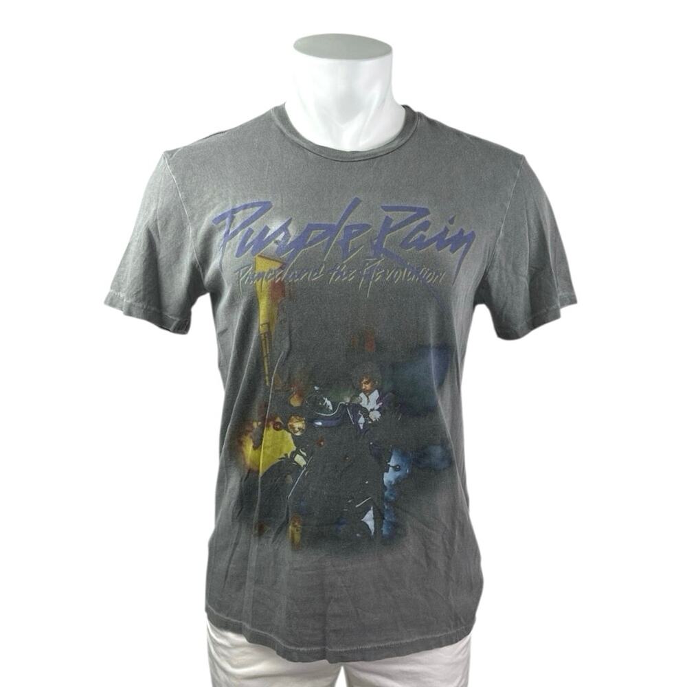 Prince Men's Gray Purple Rain Graphic Print Music Artist T Shirt Tee Top Size M